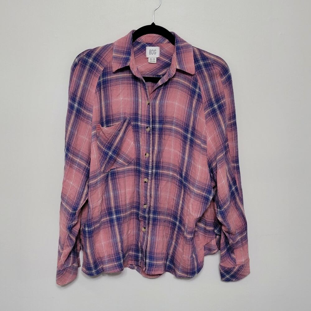 BDG Urban Outfitters Women’s Oversized Plaid Flannel Shirt XS Grunge Cottagecore